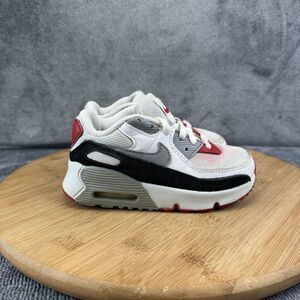 Nike Air Max 90 Shoes Boys Size 9 White Red Athletic Running Sneakers CD6868-019
